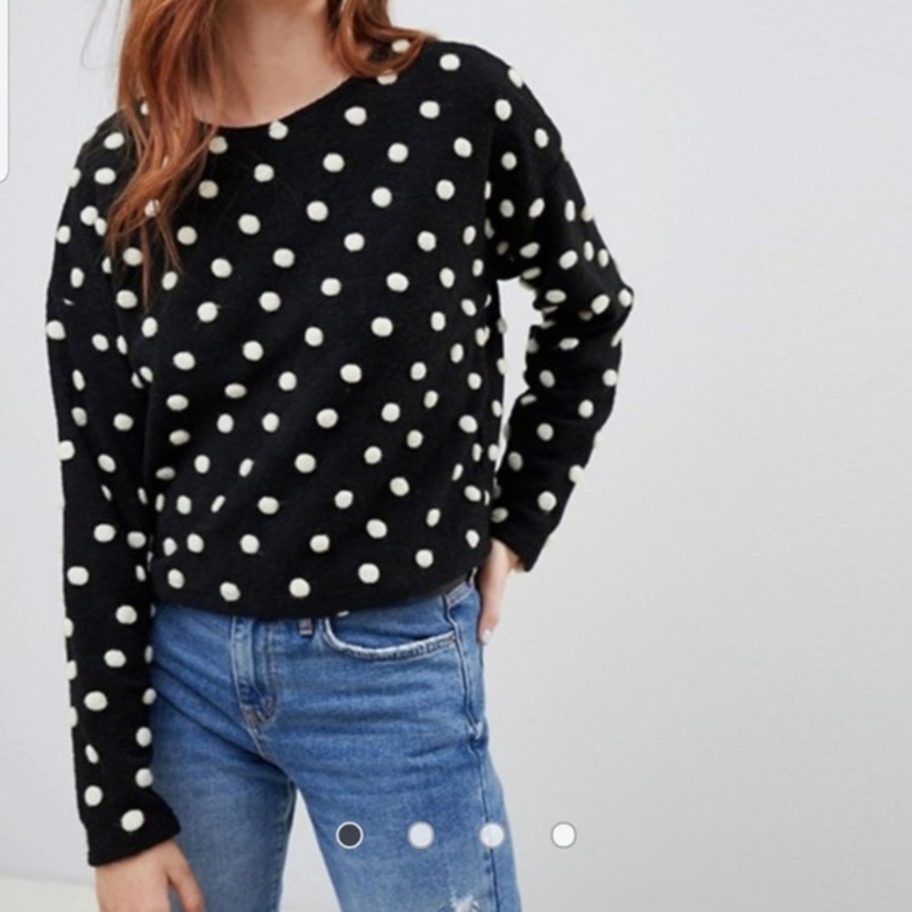 ASOS New Look Black White Polka Dot Sweater